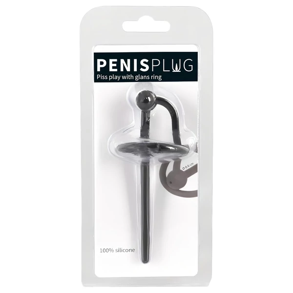 You2Toys - Penisplug - szilikon makkgyűrű üreges dilátorrall (fekete)