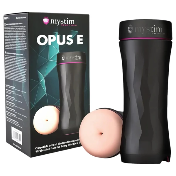 mystim Opus E Anus - elektro műpopsi maszturbátor (natúr-fekete)