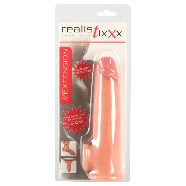 realistixxx - heregyűrűs hosszabbító péniszköpeny - 19 cm (testszínű)