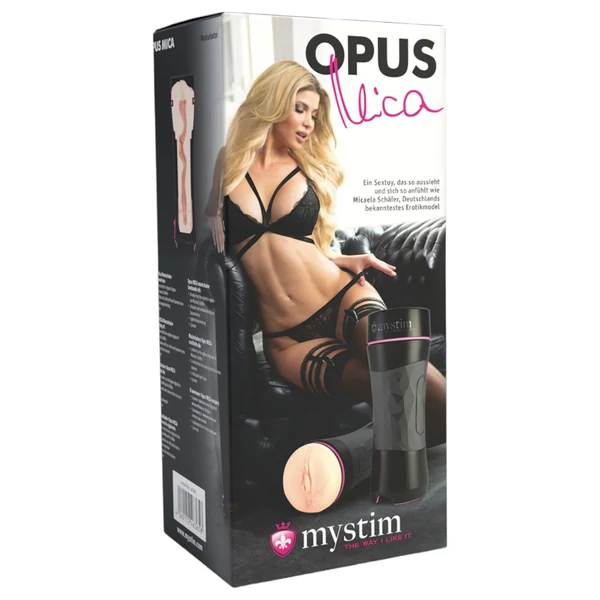 mystim OPUS Mica - élethű művagina maszturbátor (natúr-fekete)