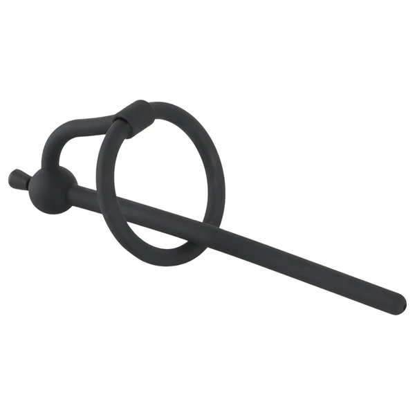 Penisplug - szilikon dilátor makkgyűrűvel (0,6 mm, fekete)