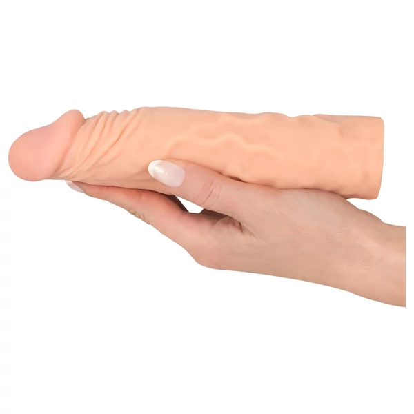 Nature Skin - hosszabbító, vastagító péniszköpeny (19,5 cm)