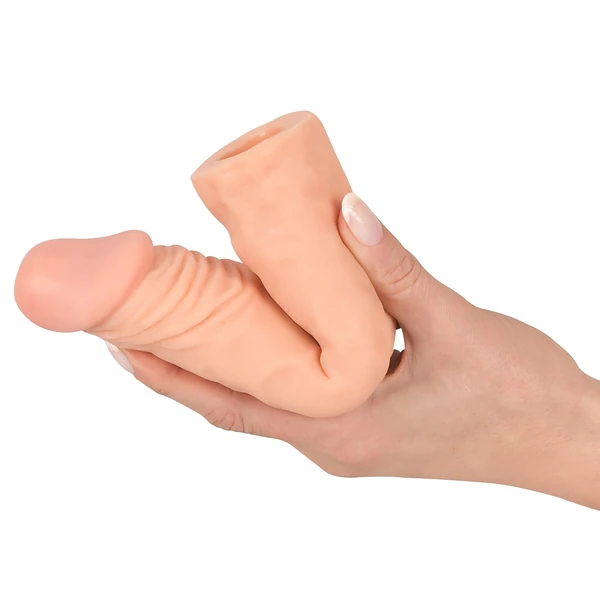 Nature Skin - hosszabbító, vastagító péniszköpeny (19,5 cm)