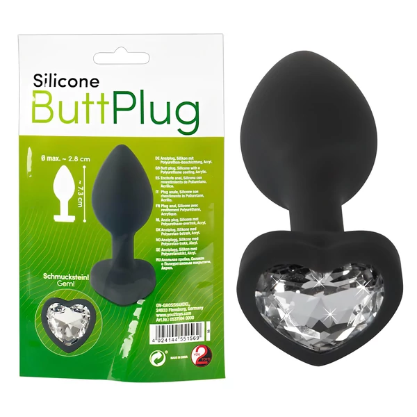 You2Toys Anal Plug - fehér köves anál plug (fekete)