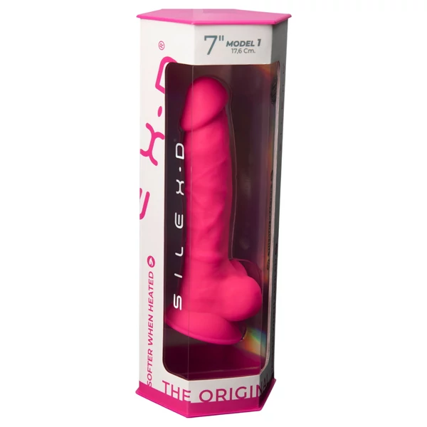 Silexd 7 - tapadókorongos, herés dildó - 17,5 cm (pink)