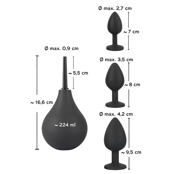 Black Velvets - anál plug szett (4 részes, fekete)