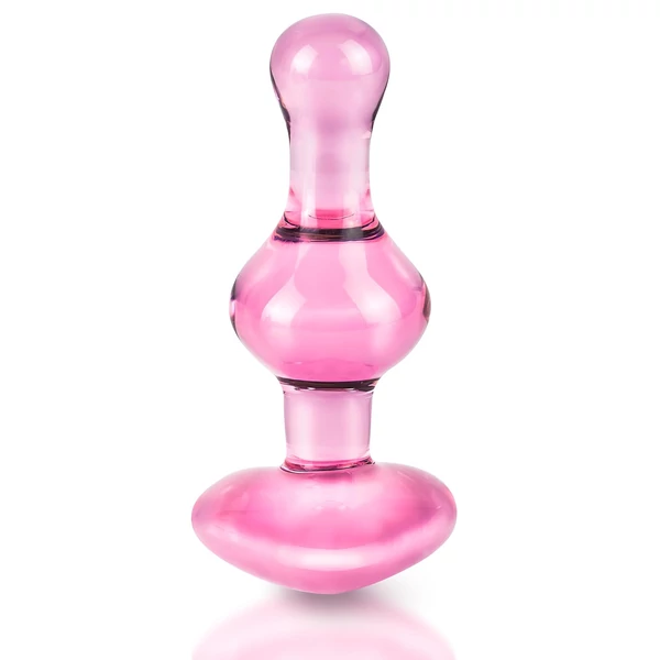 Icicles No. 75 - szíves, üveg anál plug (pink)