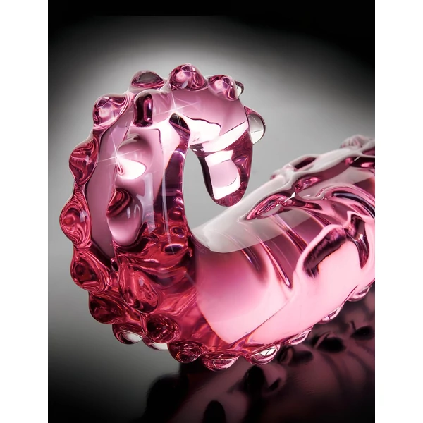 Icicles No. 24 - bordázott nyelv üveg dildó (pink)