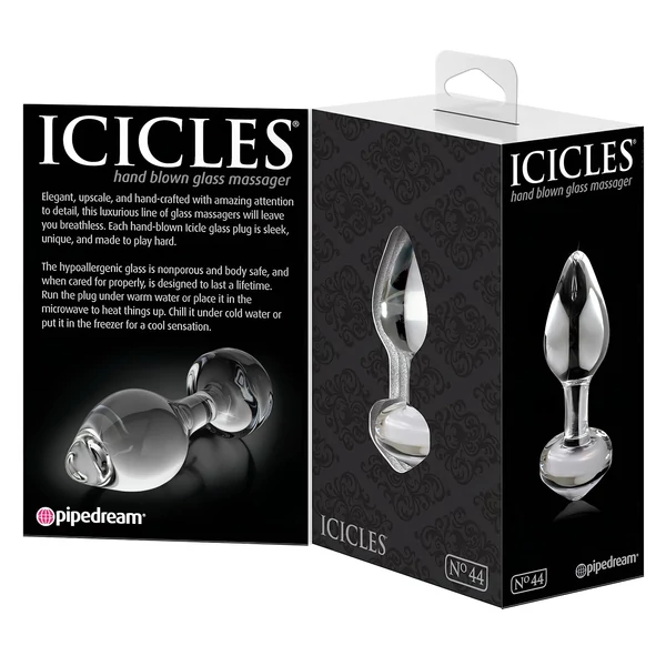 Icicles No. 44 - kúpos, üveg anál plug (átlátszó)