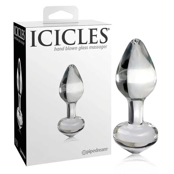 Icicles No. 44 - kúpos, üveg anál plug (átlátszó)