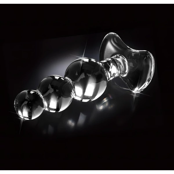 Icicles No. 47 - tripla gyöngyös, üveg anál plug (átlátszó)