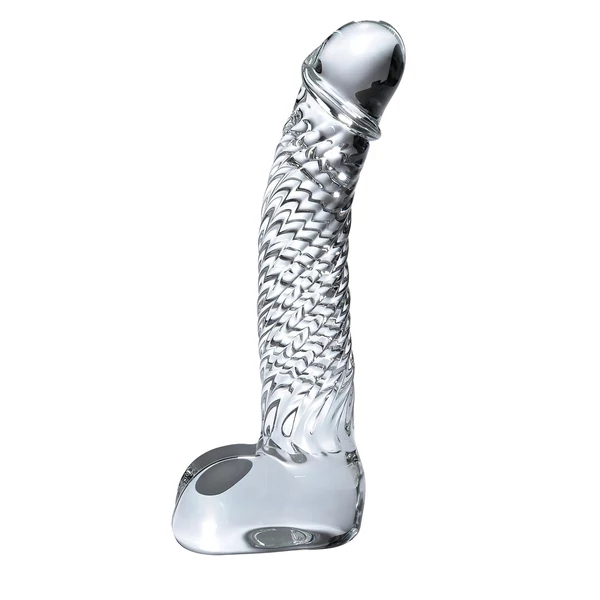 Icicles No. 61 - herés, péniszes üveg dildó (átlátszó)