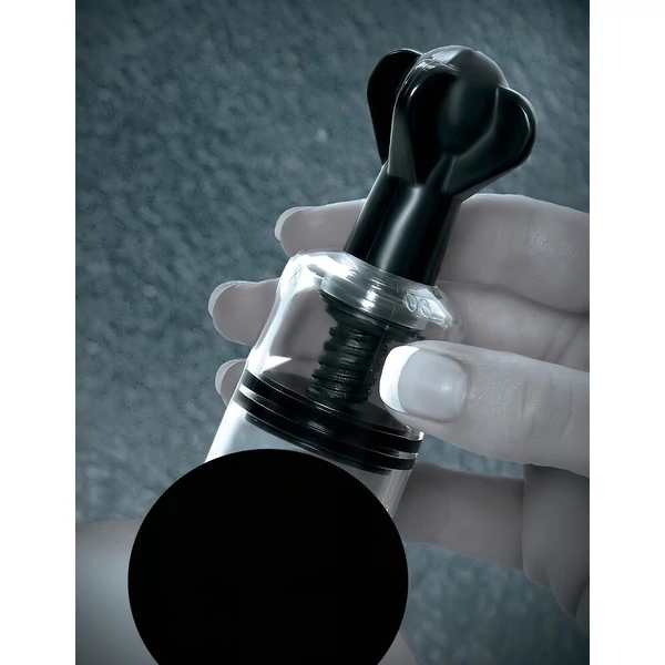 Pipedream Fetish Super Suckers - mellbimbó szívó pumpa (fekete-átlátszó)