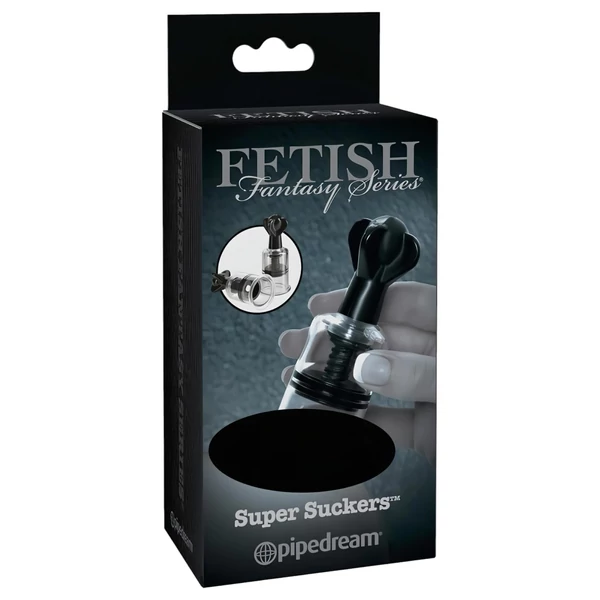 Fetish Super Suckers - mellbimbó szívó pumpa (fekete-átlátszó)