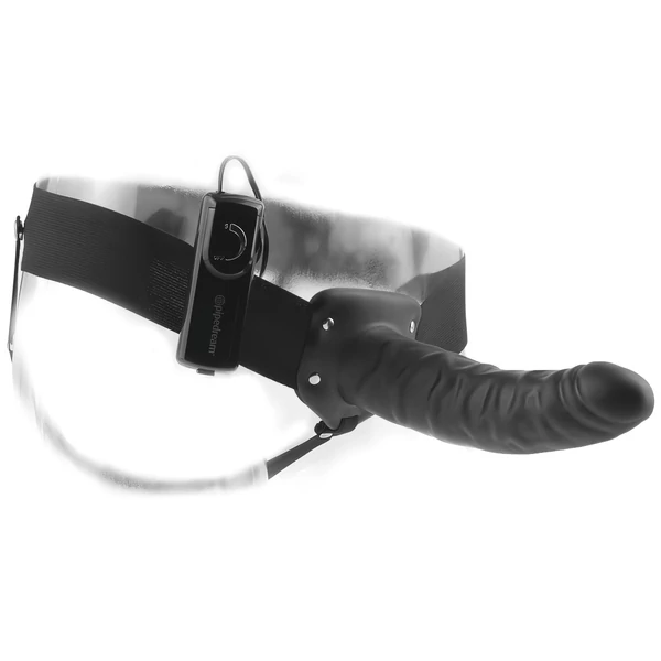 Pipedream Fetish Strap-On 8 - felcsatolható, üreges vibrátor (fekete)
