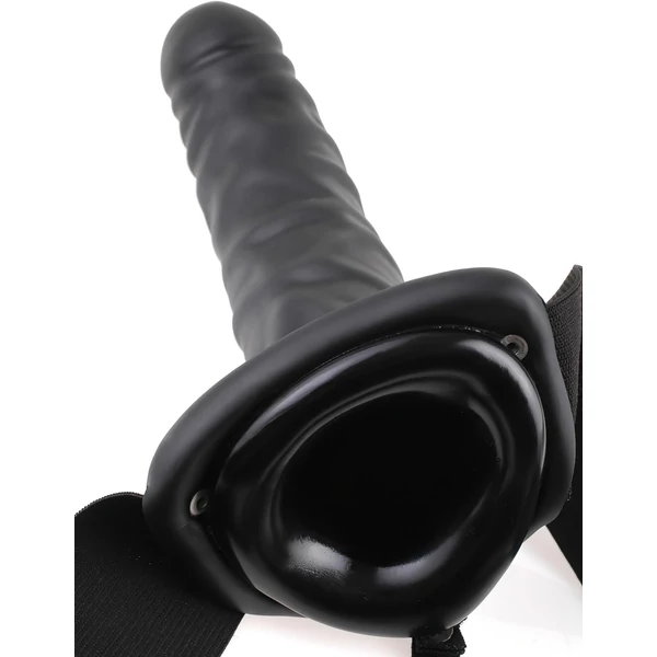 Pipedream Fetish Strap-On 8 - felcsatolható, üreges vibrátor (fekete)