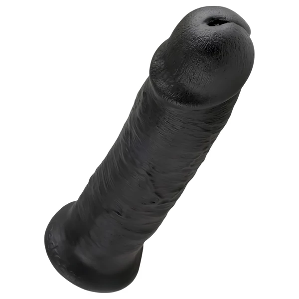 King Cock 10 - tapadókorongos dildó (25 cm, fekete)