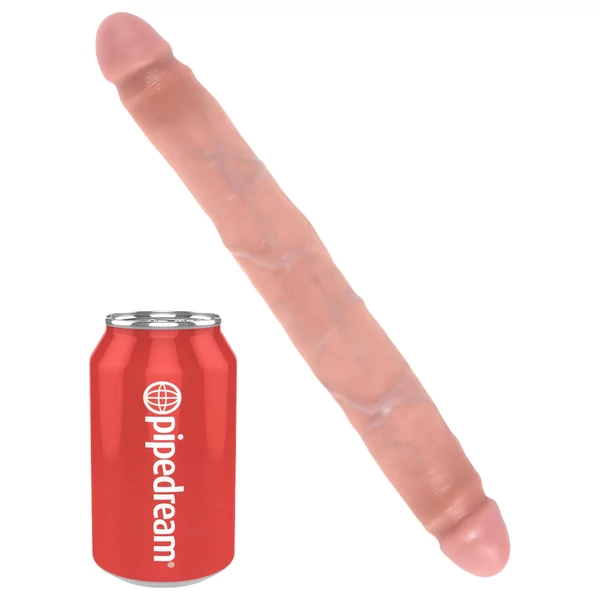 King Cock 12 Slim - élethű dupla dildó (31 cm, natúr)