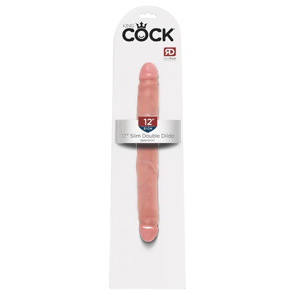 King Cock 12 Slim - élethű dupla dildó (31 cm, natúr)