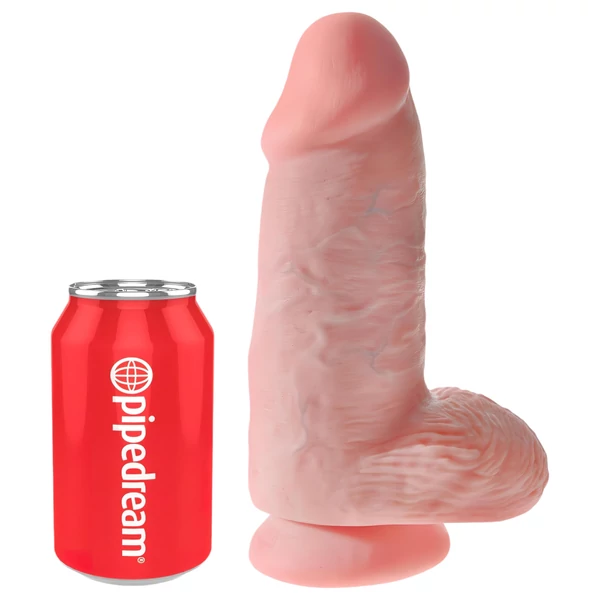 King Cock 9 Chubby - tapadókorongos, herés dildó (23 cm, natúr)