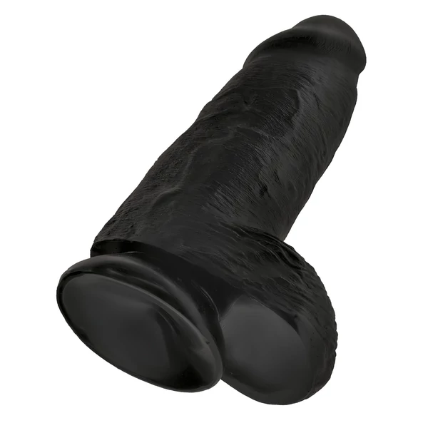 King Cock 9 Chubby - tapadókorongos, herés dildó (23 cm, fekete)