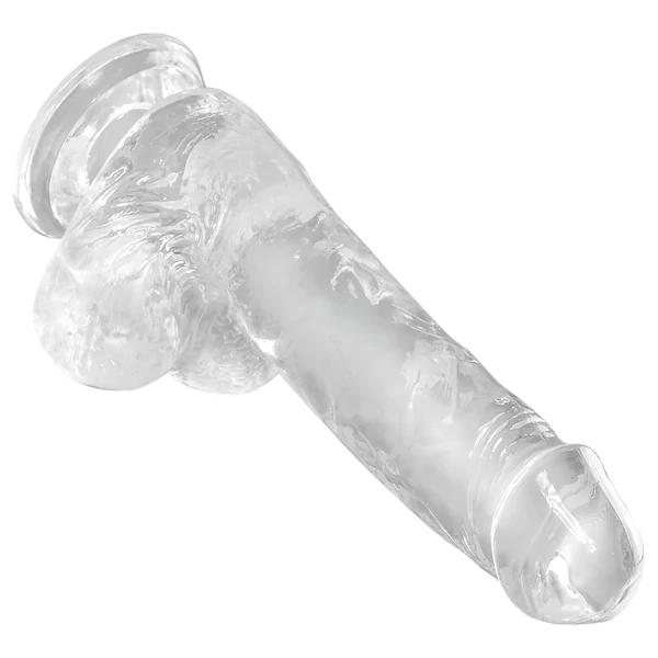King Cock Clear 6 - tapadókorongos, herés kis dildó (15 cm)