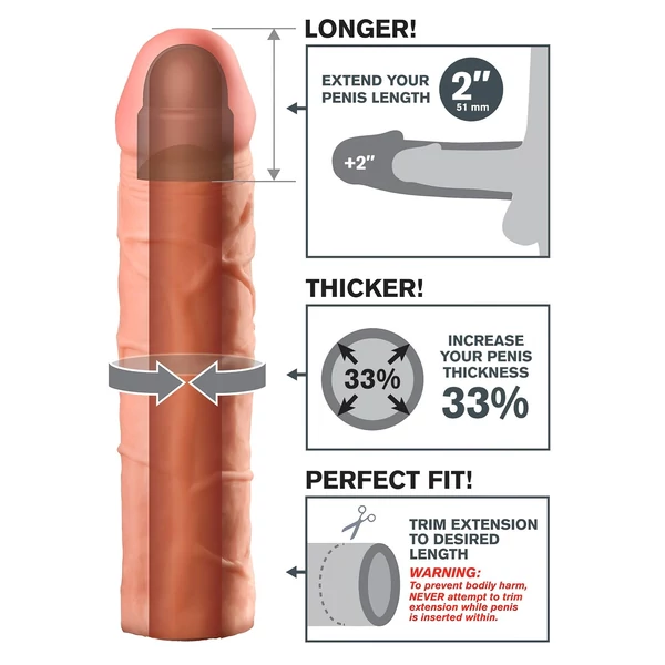 X-TENSION Perfect 2 - élethű péniszköpeny (20,3 cm) - natúr