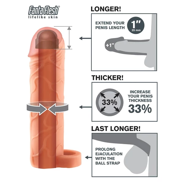 X-TENSION Perfect 1 - heregyűrűs péniszköpeny (17,7 cm) - natúr