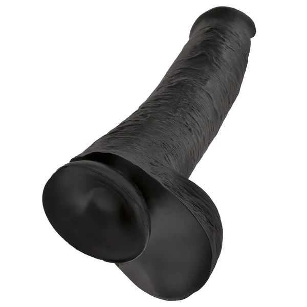 King Cock 15 - tapadókorongos, herés dildó (38 cm, fekete)