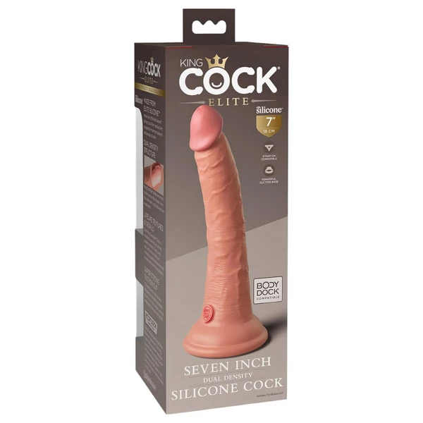 King Cock Elite 7- tapadókorongos, élethű dildó (18 cm, natúr)