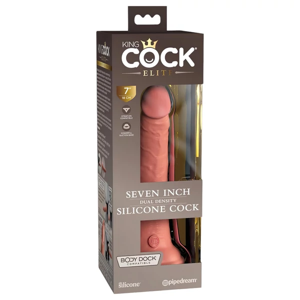 King Cock Elite 7- tapadókorongos, élethű dildó (18 cm, natúr)