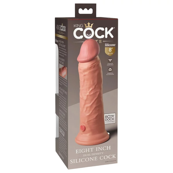 King Cock Elite 8 - tapadókorongos, élethű dildó (20 cm, natúr)