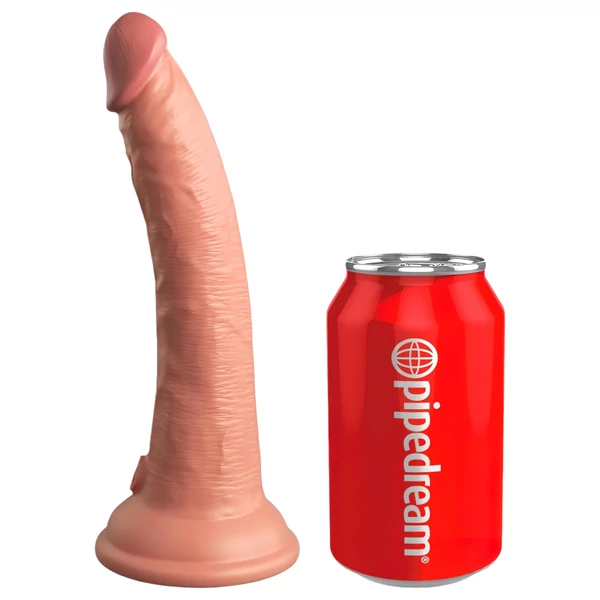 King Cock Elite 7 - tapadókorongos, rádiós vibrátor 18 cm (natúr)