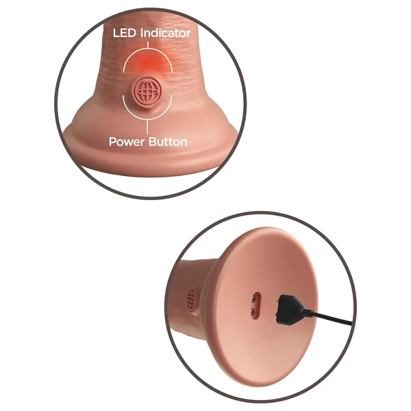 King Cock Elite 7 - tapadókorongos, rádiós vibrátor 18 cm (natúr)