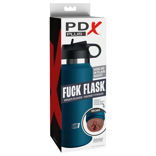 PDX - Fuck Flask Private Pleaser - művagina kulacsban (kék-barna)