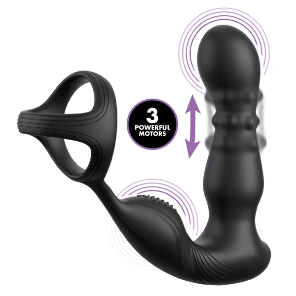 Pipedream Anal Fantasy Ass-Gasm - forgó fejes anál vibrátor péniszgyűrűvel (fekete)