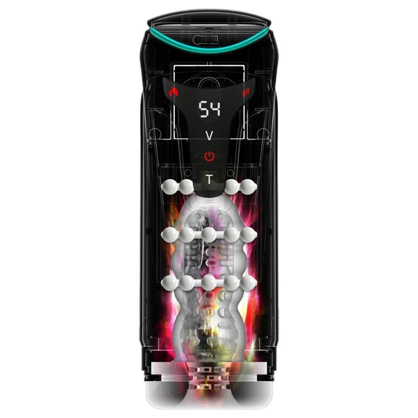 PDX Elite Moto-Bator Pro - gyöngyös, melegítős lökő maszturbátor (fekete)