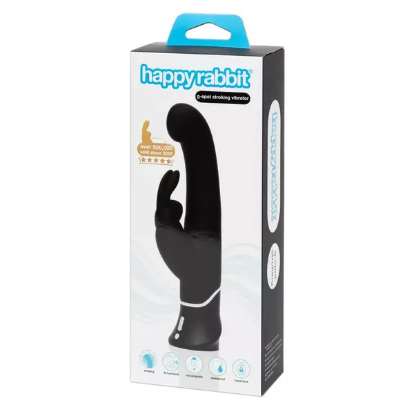 Happyrabbit G-spot - akkus, csiklókaros bólogató vibrátor (fekete)