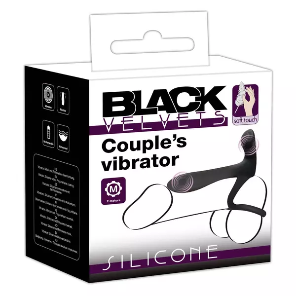 Black Velvet - akkus, 2in1 párvibrátor és péniszgyűrű (fekete)