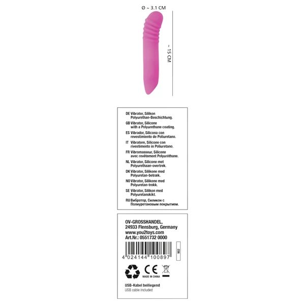 You2Toys - Flashing Mini Vibe - akkus, világító vibrátor (pink)