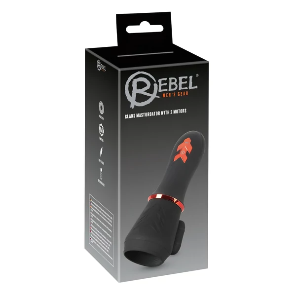 Rebel - akkus, 2 motoros makkvibrátor (fekete)