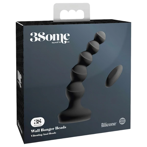 3Some wall banger Beads - prosztata vibrátor (fekete)