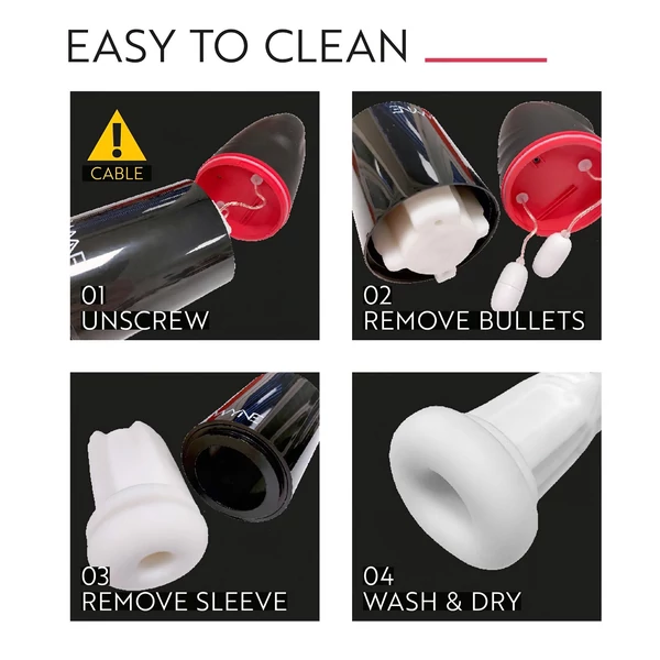 WYNE 02 - akkus, rezgő-szívó maszturbátor (fekete-fehér)