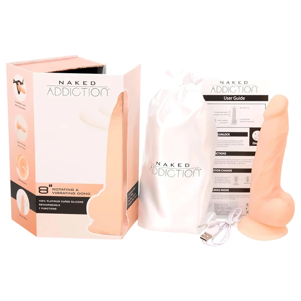 Naked Addiction Rotating 8 - forgó vibrátor (20 cm, testszínű)