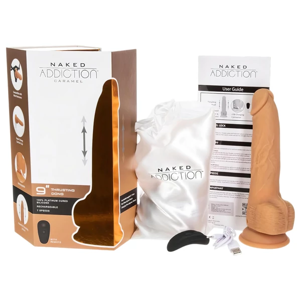 Naked Addiction Thrusting 9 - lökő vibrátor - sötét (23 cm)