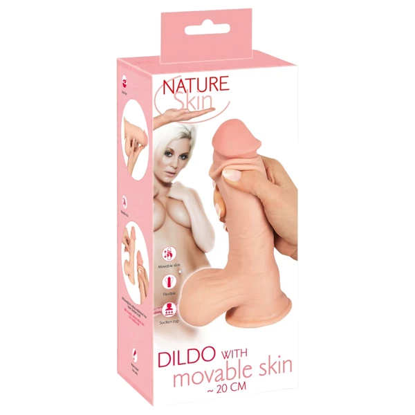 Nature Skin - dildó bőrrel - 20 cm (natúr)