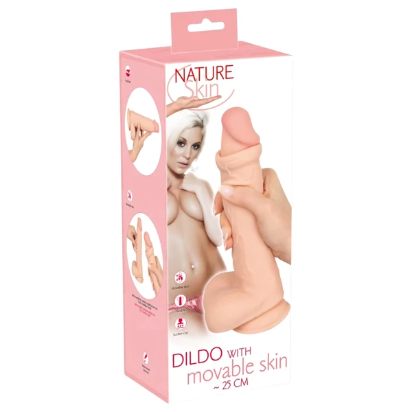 Nature Skin - AI Dream Girl élethű dildó mozgatható bőrrel és herékkel (25 cm)