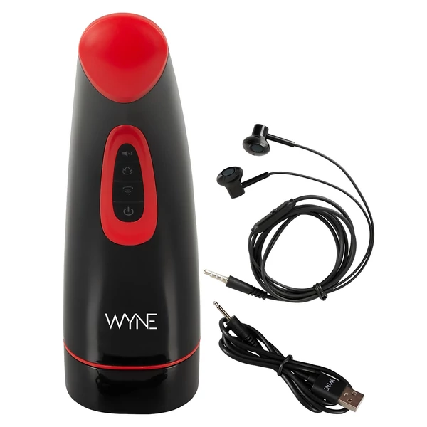 WYNE 03 - akkus, rezgő-szívó maszturbátor (fekete)