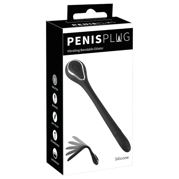 Penis Plug Dilator - akkus húgycsővibrátor (1,1cm) - fekete