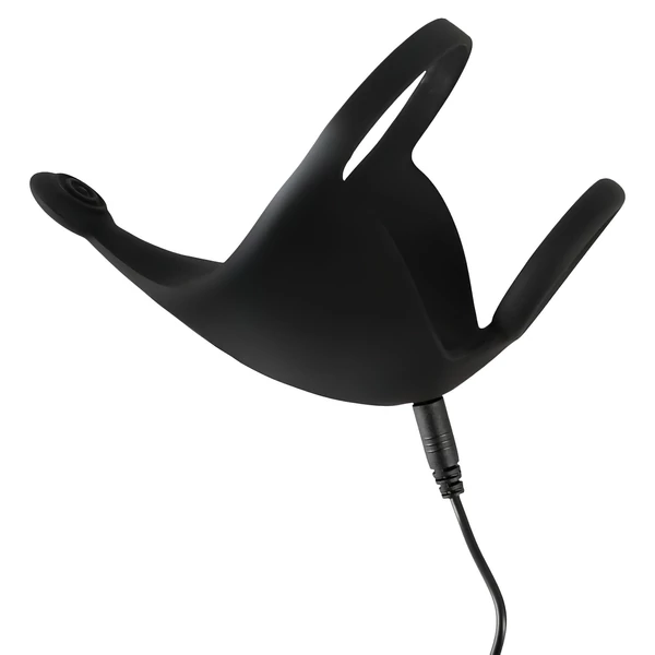 Rebel - akkus, péniszgyűrű és here vibrátor (fekete)